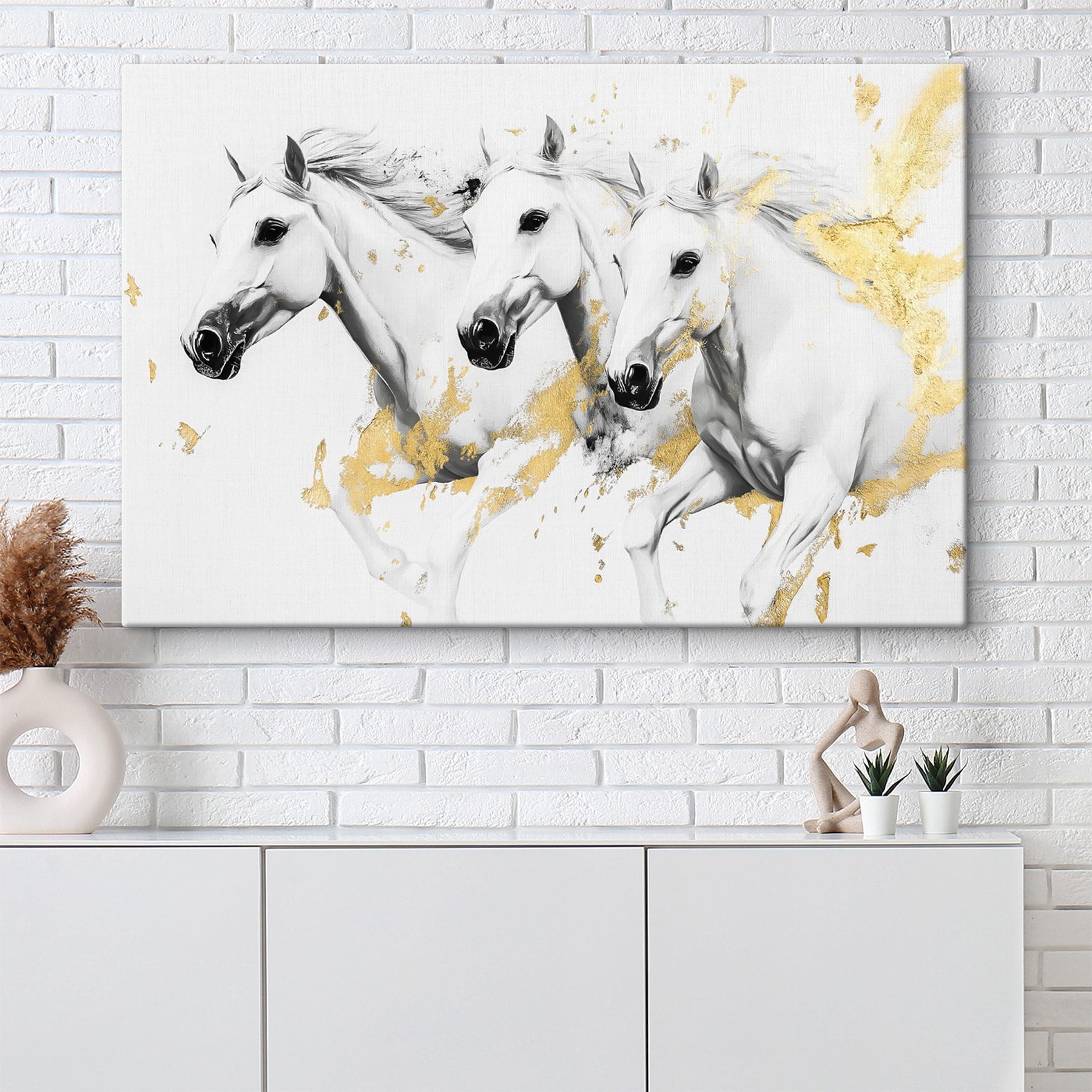 Group of white horses running Group of white horses running