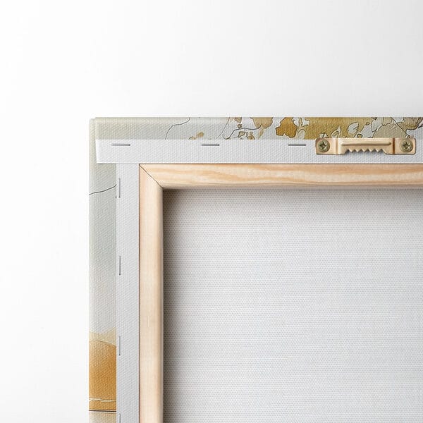 Watercolor of two cups of coffee and a croissant on a table