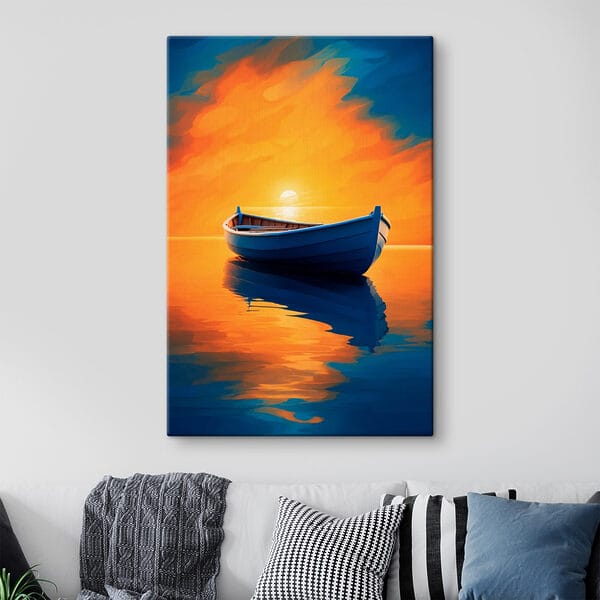 Cuadros Barco en el agua con la puesta de sol al fondo (SKU: s42536) Cuadros Cuadros Barco en el agua con la puesta de sol al fondo (SKU: s42536)