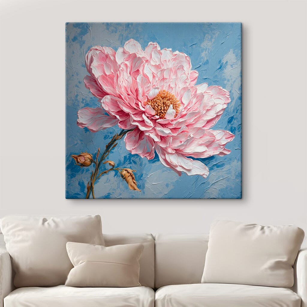 Painting of a pink flower