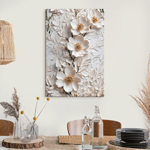 Cuadros Flores blancas sobre una superficie blanca (SKU: s42546) Cuadros Cuadros Flores blancas sobre una superficie blanca (SKU: s42546)