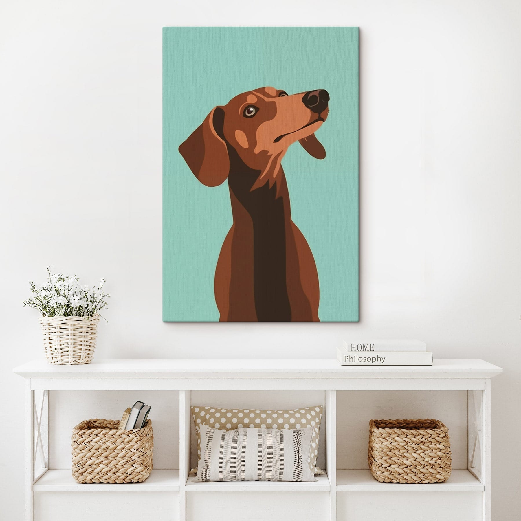 Dog with its head up