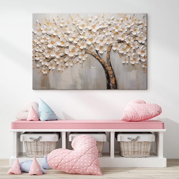 Cuadros Cuadro de un árbol con flores blancas (SKU: s42658) Cuadros Cuadros Cuadro de un árbol con flores blancas (SKU: s42658)