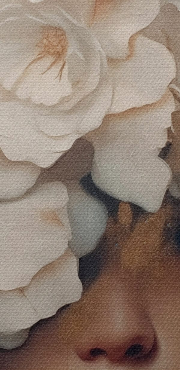 Painting of a woman with flowers on her head