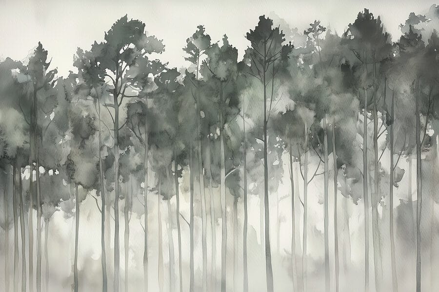 Grupo de árboles en la niebla