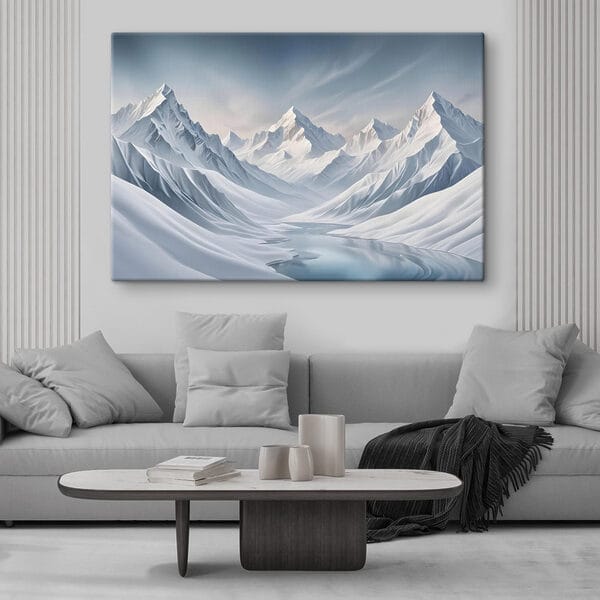 Cuadros Cordillera nevada con un lago