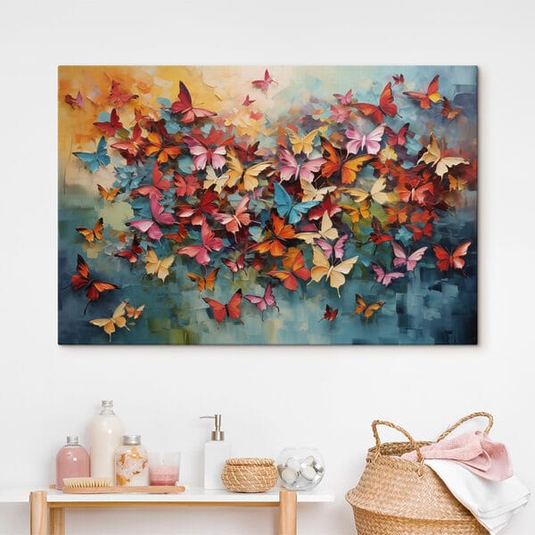Cuadros Cuadros Grupo de mariposas sobre un fondo azul (SKU: s42728)