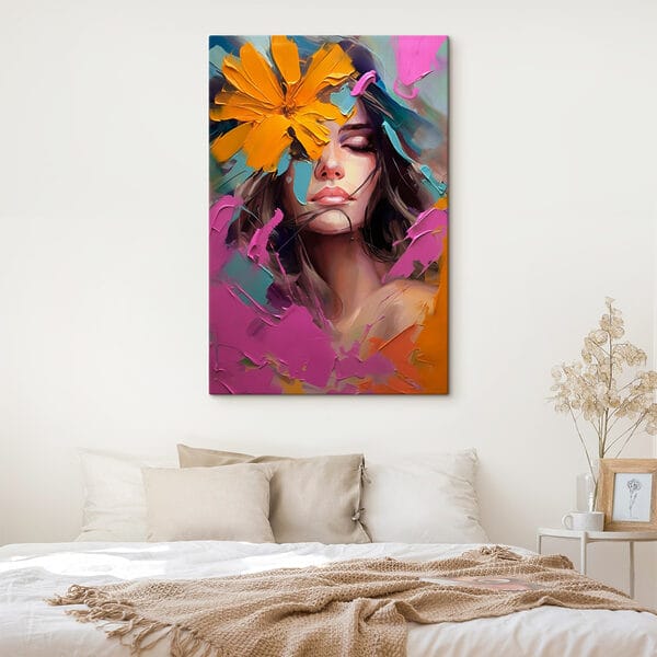 Cuadros Cuadro de una mujer con flores en la cara (SKU: s42748) Cuadros Cuadros Cuadro de una mujer con flores en la cara (SKU: s42748)