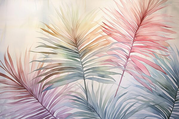 Tonos suaves de delicadas hojas de palmera Tonos suaves de delicadas hojas de palmera