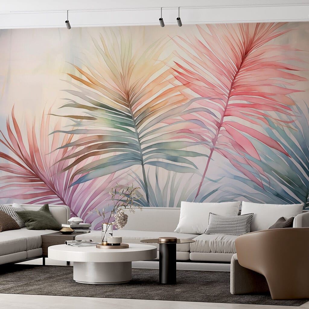 Soft hues of delicate palm leaves