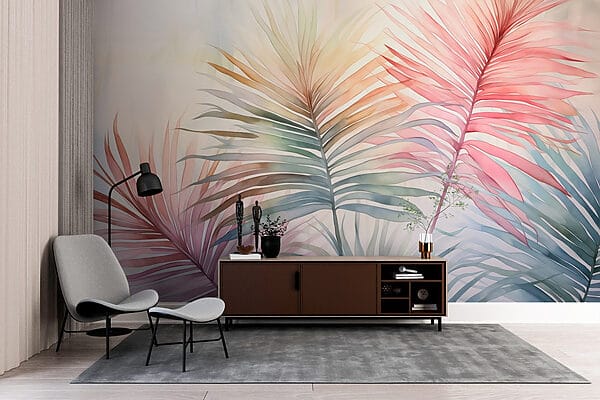 Tonos suaves de delicadas hojas de palmera Tonos suaves de delicadas hojas de palmera