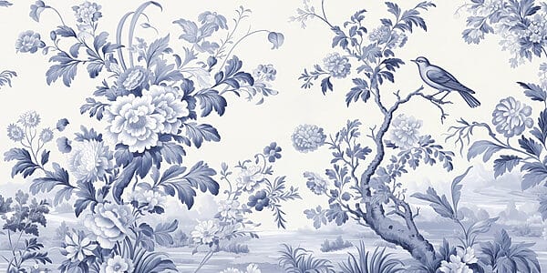 Diseño floral en azul y blanco Diseño floral en azul y blanco