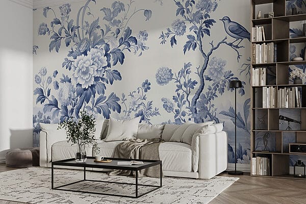 Diseño floral en azul y blanco Diseño floral en azul y blanco