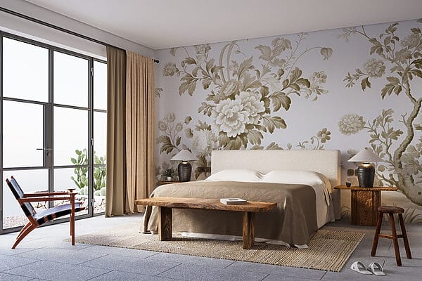 Papel pintado con flores y árboles Papel pintado con flores y árboles