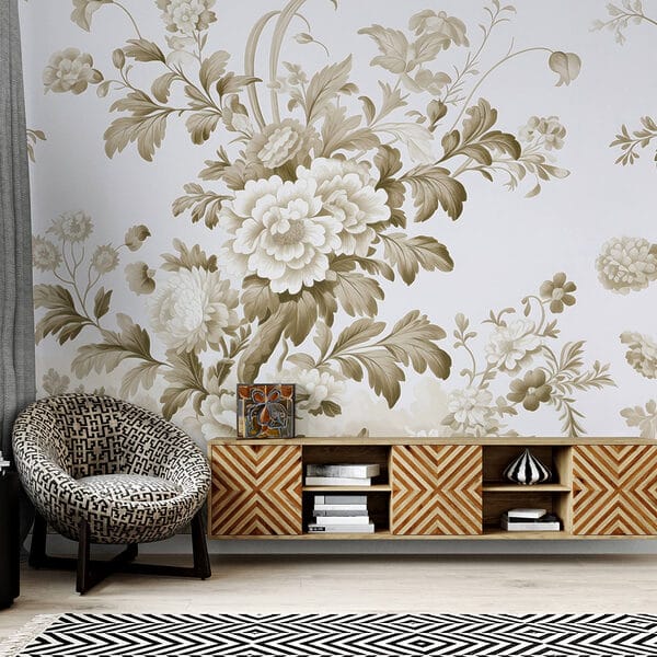 Papel pintado con flores y árboles Papel pintado con flores y árboles