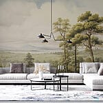 Fotomurales Paisaje con árboles y colinas