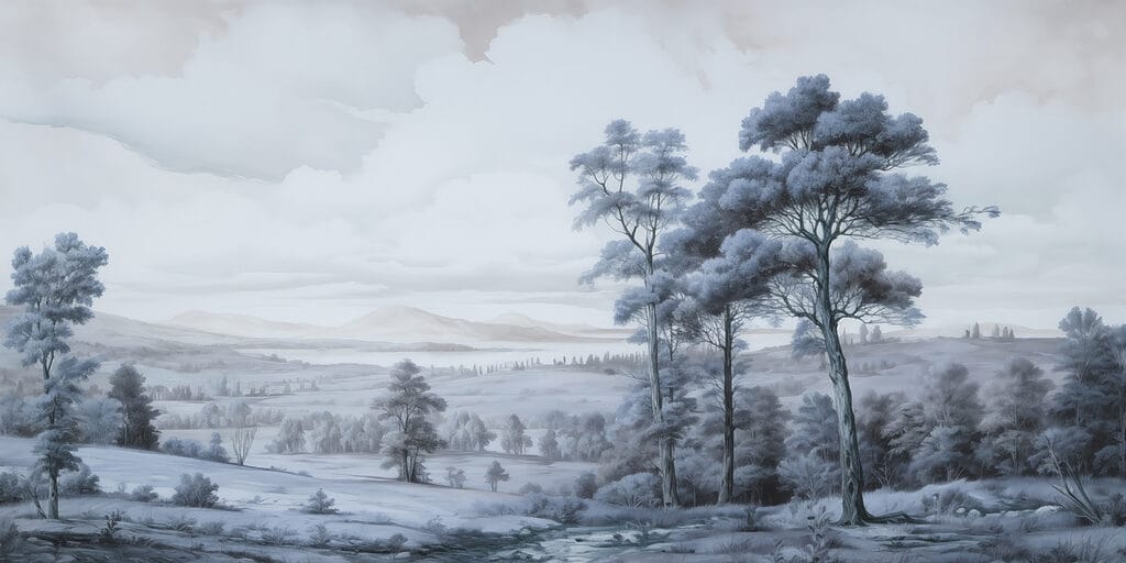 Paisaje con árboles y un río Paisaje con árboles y un río
