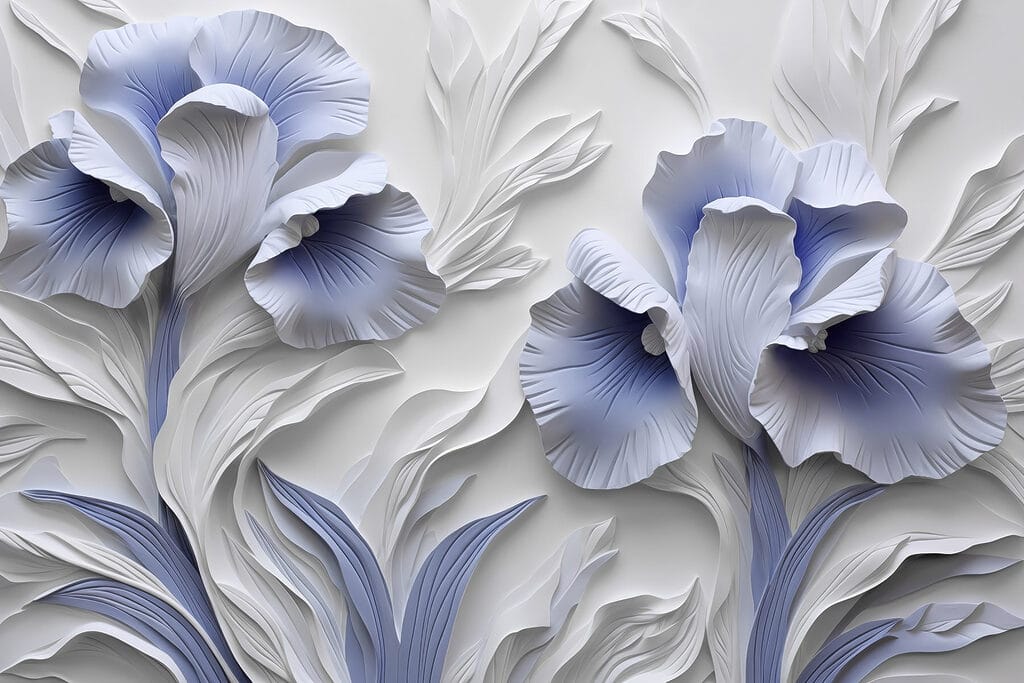 White and blue paper flowers