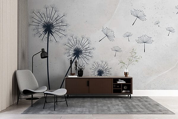 Fotomurales Fotomurales Grupo de dientes de león volando en el aire (SKU: w01812)