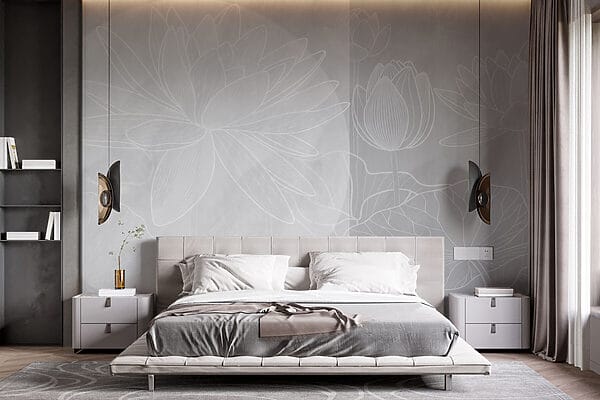 Dibujo de flor blanca sobre fondo gris Dibujo de flor blanca sobre fondo gris