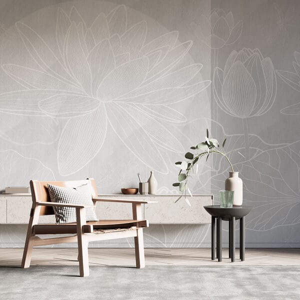 Dibujo de flor blanca sobre fondo gris Dibujo de flor blanca sobre fondo gris