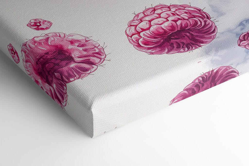 Painting of a donut with raspberries