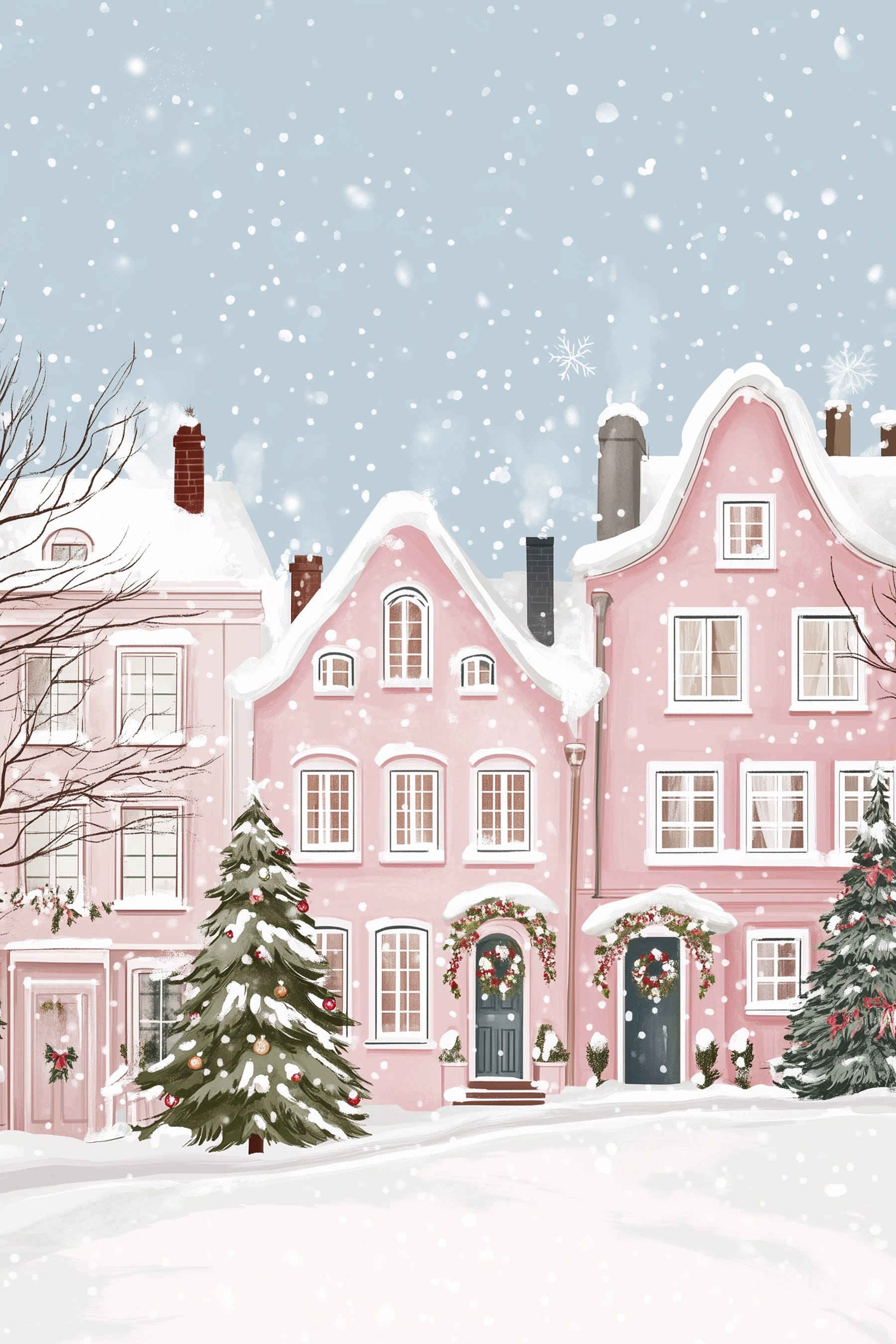 Pink house with snow on it Pink house with snow on it