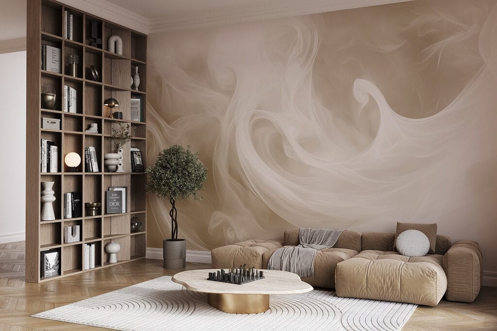 White smoke in a light brown background