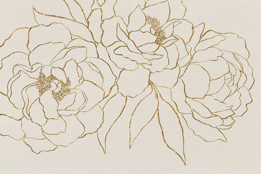 Drawing of flowers on a white surface Drawing of flowers on a white surface