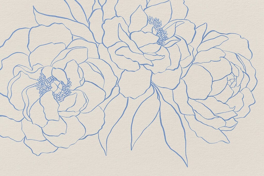Dibujo de flores sobre una superficie blanca Dibujo de flores sobre una superficie blanca