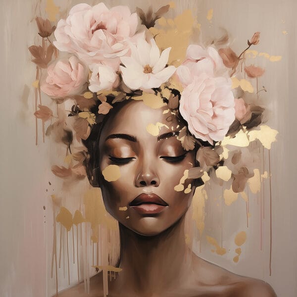 Painting of a woman with flowers on her head