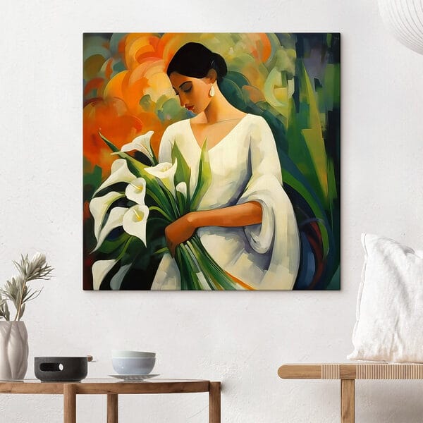 Cuadros Cuadro de una mujer con flores en las manos (SKU: s42818) Cuadros Cuadros Cuadro de una mujer con flores en las manos (SKU: s42818)
