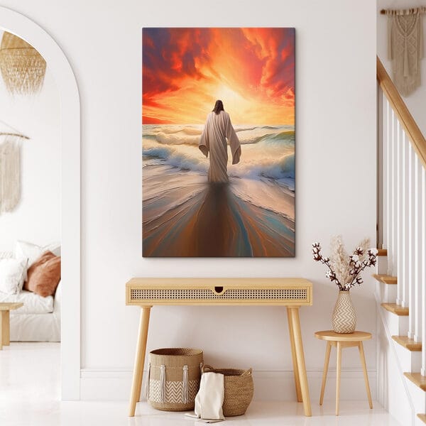 Person in a robe standing in the water