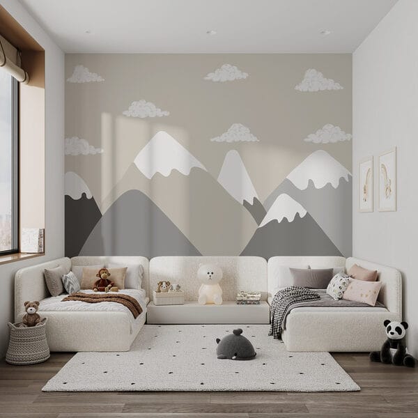 Mountain range with clouds