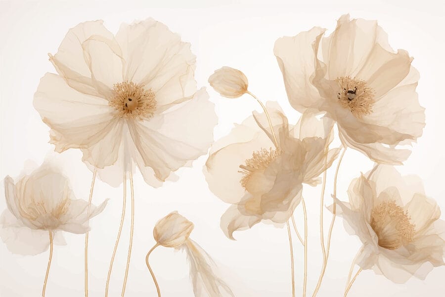 Grupo de flores con tallos