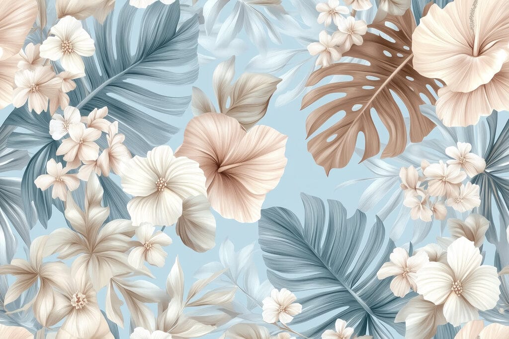 Motivo floral con flores blancas y marrones Motivo floral con flores blancas y marrones