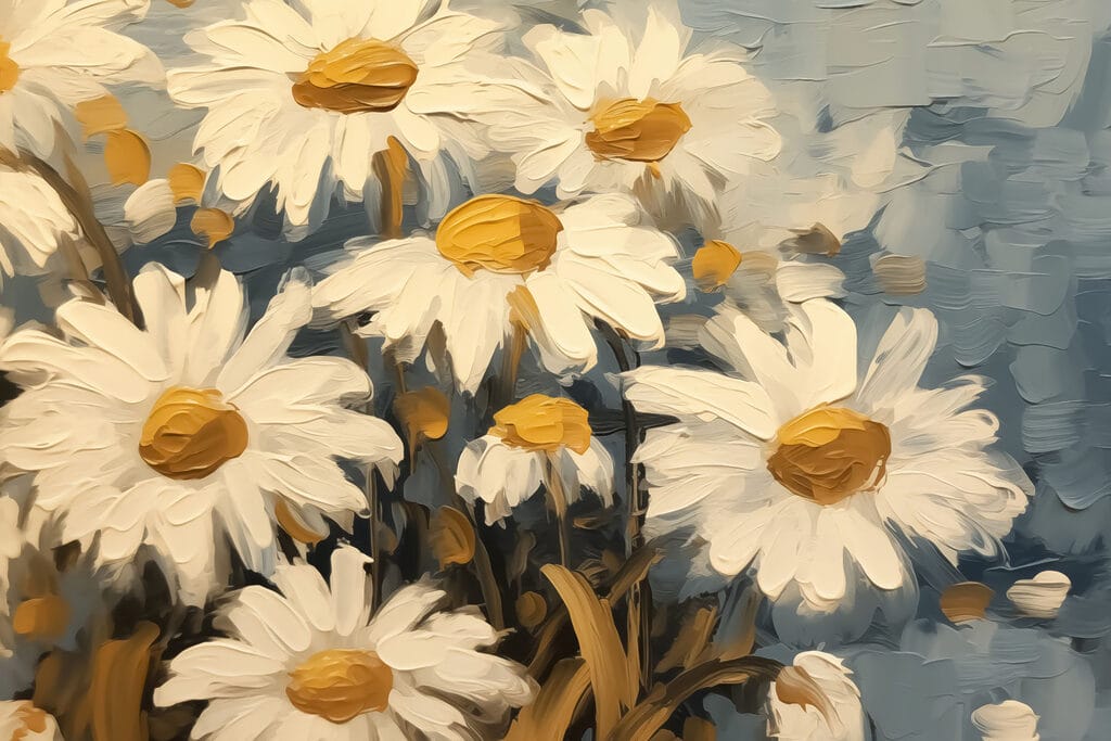Painting of white and yellow flowers