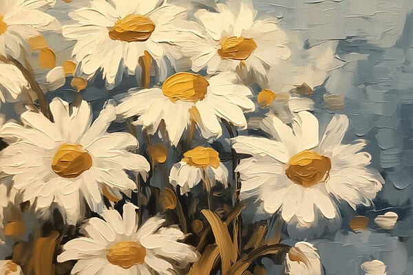Painting of white and yellow flowers