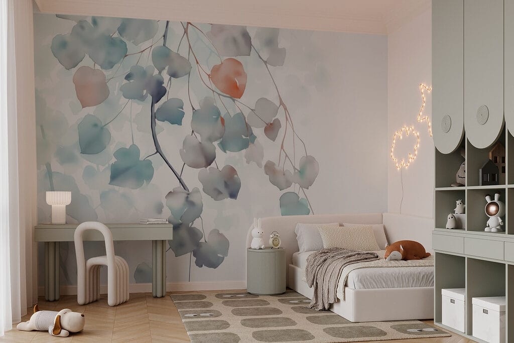 Soft leaves in gentle hues