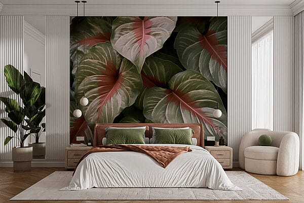 Fotomurales Fotomurales Exuberantes hojas verdes con tonalidades vibrantes (SKU: w03033)