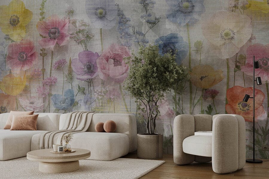 Grupo de flores sobre fondo blanco