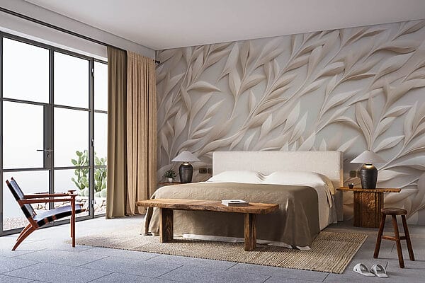 Fotomurales Fotomurales Hojas blancas sobre una superficie blanca (SKU: w08728)