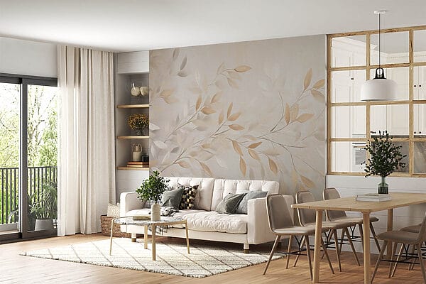 Fotomurales Fotomurales Delicadas hojas en tonos suaves (SKU: w08730)