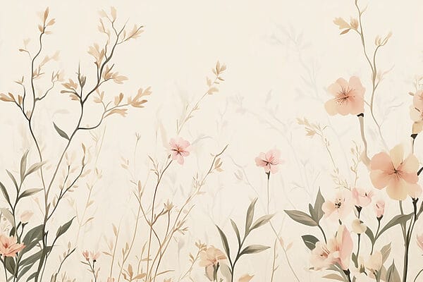 Papel pintado con flores y hojas Papel pintado con flores y hojas