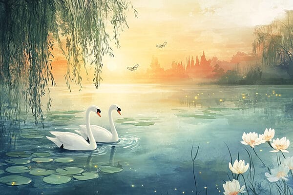 Dos cisnes en un lago Dos cisnes en un lago