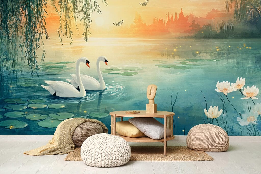 Two swans in a lake