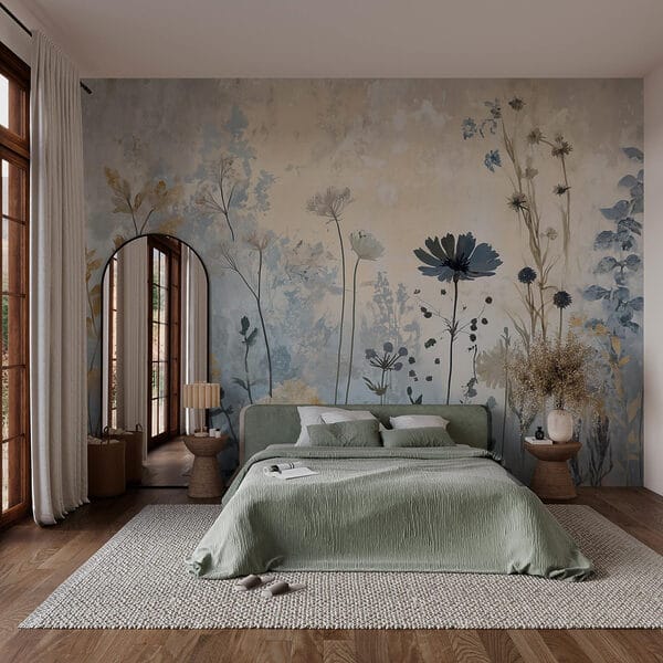 Fotomurales Fotomurales Pintura de flores en una pared (SKU: w03022)