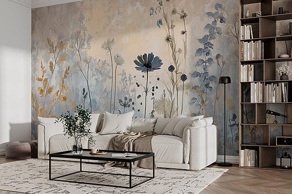 Painting of flowers on a wall Painting of flowers on a wall
