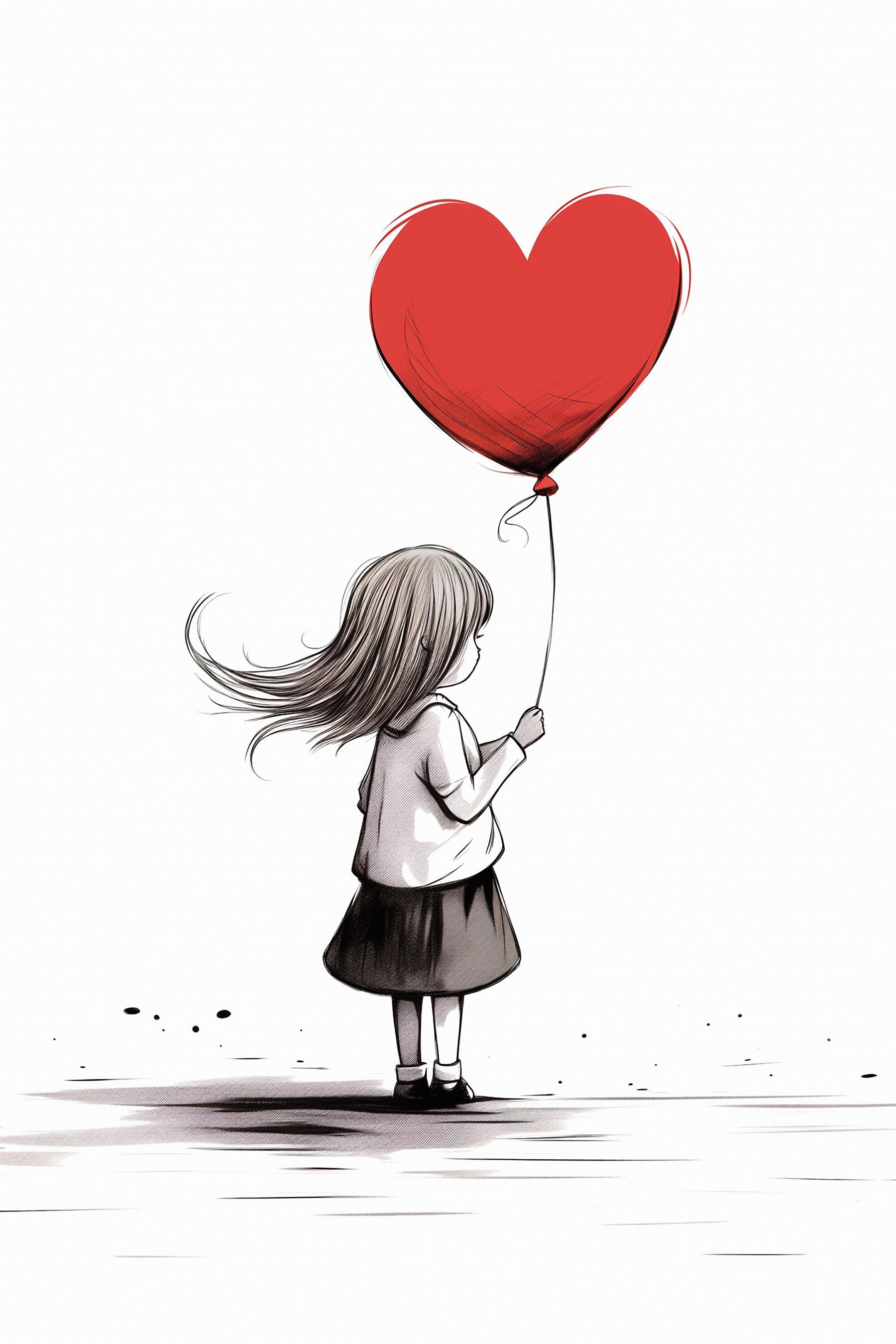 Girl holding a heart shaped balloon Girl holding a heart shaped balloon