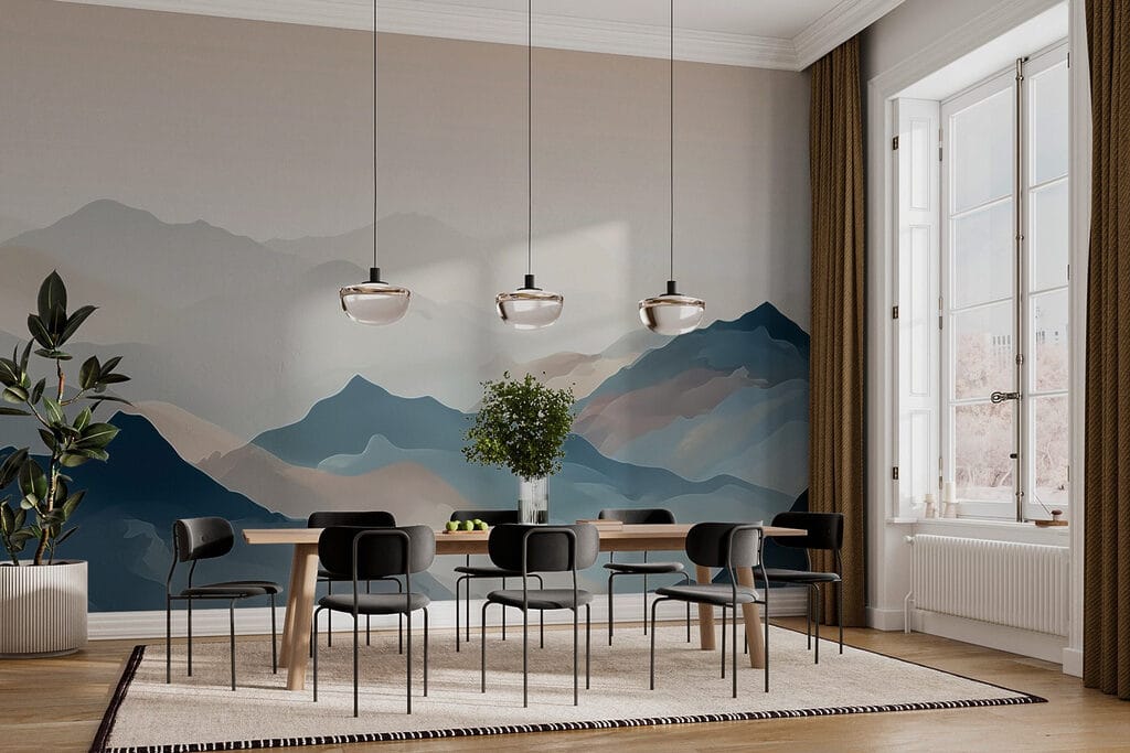 Mountain range with fog